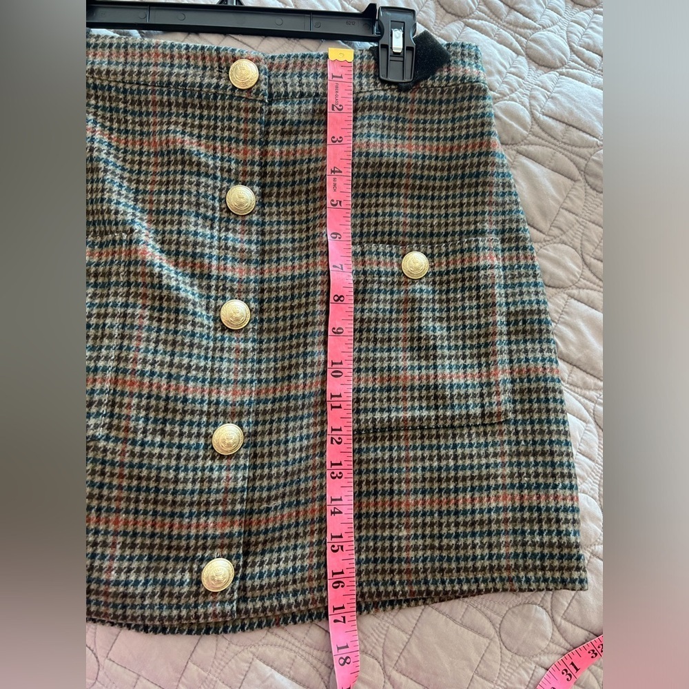 L'AGENCE Zander Button Mini Skirt in Tan And Teal NWT - Picture 12 of 16